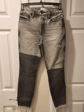 Womens Gray Washed Frayed Hem Jeans